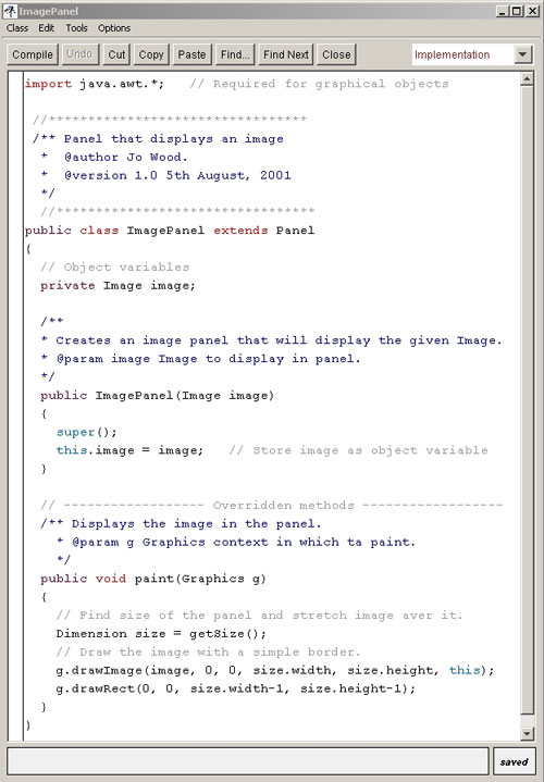 Application development: source code of ImagePanel class [Author: Jp Wood, 2002]