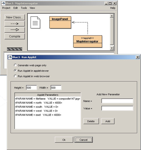 Application development in BlueJ: classes, relations and JAVA applet testing without html call [Author: Ezio Crestaz]