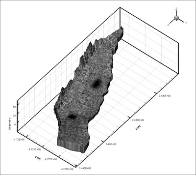 Mesh di discretizzazione 3D in Feflow FM3 [Autore: Ezio Crestaz]